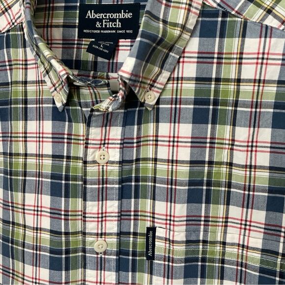 Abercrombie & Fitch Men’s Plaid Short Sleeve Button Down Shirt Size L Preppy - Picture 4 of 9